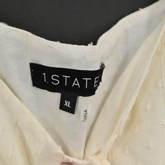 1 STATE Dress Sz XL Midi Smocked Waist Cotton Swiss Dot Cottagecore Prairie NEW - Picture 5 of 11